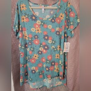 Lularoe NWT Classic Tee 2XL Floral Flowers Summer
